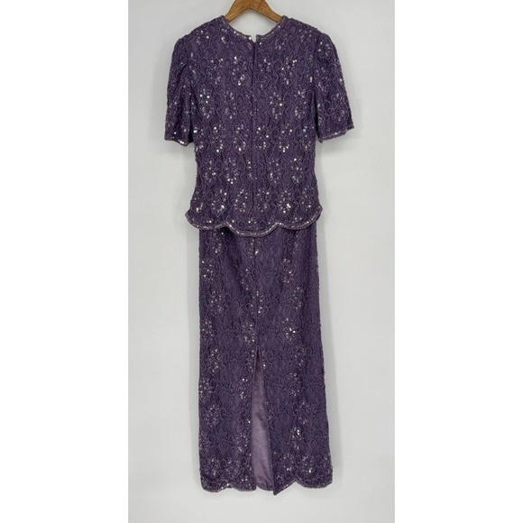 SCALA Beaded Mother Of The Bride Dress Women's Small Sequins Formal Purple Gown - Picture 13 of 13